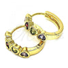 Oro Laminado Huggie Hoop, Gold Filled Style Heart Design, with Multicolor Cubic Zirconia, Polished, Golden Finish, 02.237.0029.15