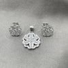 Sterling Silver Earring and Pendant Adult Set, Flower Design, Polished, Silver Finish, 10.398.0014