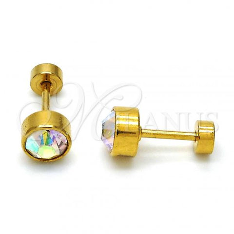Stainless Steel Stud Earring, with Aurore Boreale Crystal, Polished, Golden Finish, 02.271.0008.8