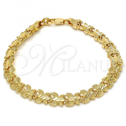 Gold Tone Fancy Bracelet, Butterfly Design, Diamond Cutting Finish, Golden Finish, 03.100.0025.08