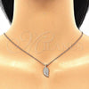 Sterling Silver Pendant Necklace, Leaf Design, with White Cubic Zirconia, Polished, Rose Gold Finish, 04.336.0194.1.16