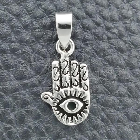 Sterling Silver Religious Pendant, Hand of God Design, Polished, Silver Finish, 05.399.0010