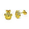 Oro Laminado Stud Earring, Gold Filled Style Star Design, Diamond Cutting Finish, Golden Finish, 02.342.0274