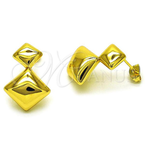 Oro Laminado Dangle Earring, Gold Filled Style Chunky Design, Polished, Golden Finish, 02.368.0080