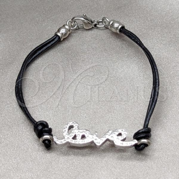 Stainless Steel Fancy Bracelet, Love Design, with White Crystal, Polished, Steel Finish, 03.63.22132.08