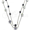 Oro Laminado Fancy Necklace, Gold Filled Style with Black and  Crystal, Polished, Golden Finish, 04.321.0023.32