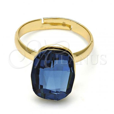 Oro Laminado Multi Stone Ring, Gold Filled Style with Denin Blue Swarovski Crystals, Polished, Golden Finish, 01.239.0011.9 (One size fits all)