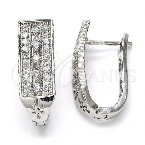 Rhodium Plated Huggie Hoop, with White Cubic Zirconia, Polished, Rhodium Finish, 02.217.0074.15