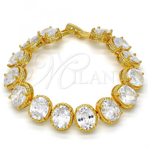 Oro Laminado Tennis Bracelet, Gold Filled Style with White Cubic Zirconia, Polished, Golden Finish, 03.210.0010.07