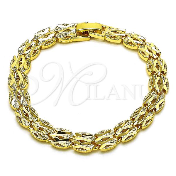 Oro Laminado Solid Bracelet, Gold Filled Style Diamond Cutting Finish, Golden Finish, 03.413.0002.07