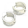 Stainless Steel Huggie Hoop, with White Crystal, Polished, Steel Finish, 02.230.0011.1.20