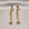 Oro Laminado Long Earring, Gold Filled Style Paperclip Design, Polished, Golden Finish, 02.213.0562