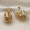Oro Laminado Stud Earring, Gold Filled Style Teardrop and Hollow Design, Polished, Golden Finish, 02.195.0335