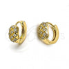 Oro Laminado Huggie Hoop, Gold Filled Style with White Cubic Zirconia, Polished, Golden Finish, 02.63.2289