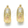 Oro Laminado Small Hoop, Gold Filled Style Flower Design, Polished, Tricolor, 02.106.0002.1.20