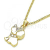 Oro Laminado Pendant Necklace, Gold Filled Style Dog Design, with White Micro Pave, Polished, Golden Finish, 04.199.0040.20