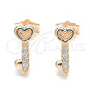 Sterling Silver Stud Earring, key Design, with White Cubic Zirconia, Polished, Rose Gold Finish, 02.336.0145.1