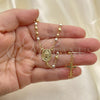 Oro Laminado Thin Rosary, Gold Filled Style Guadalupe and Cross Design, Polished, Tricolor, 09.02.0057.18