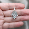 Sterling Silver Religious Pendant, Hand of God Design, Polished, Silver Finish, 05.392.0048