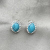 Sterling Silver Stud Earring, with White Cubic Zirconia and Turquoise Pearl, Polished, Silver Finish, 02.399.0037