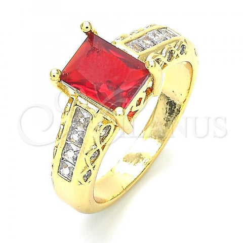Oro Laminado Multi Stone Ring, Gold Filled Style with Garnet and White Cubic Zirconia, Polished, Golden Finish, 01.221.0014.2.08 (Size 8)