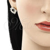 Oro Laminado Stud Earring, Gold Filled Style Heart Design, with White Cubic Zirconia, Polished, Golden Finish, 02.210.0441