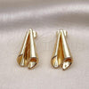 Oro Laminado Stud Earring, Gold Filled Style Chunky Design, Polished, Golden Finish, 02.163.0284