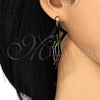 Oro Laminado Long Earring, Gold Filled Style Black Resin Finish, Golden Finish, 02.268.0075.1