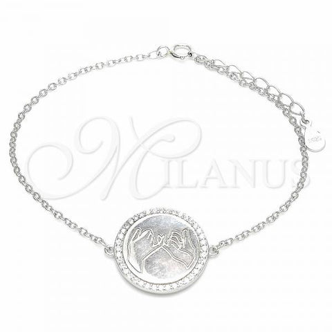 Sterling Silver Fancy Bracelet, with White Micro Pave, Polished, Rhodium Finish, 03.336.0089.07
