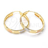 Oro Laminado Medium Hoop, Gold Filled Style Diamond Cutting Finish, Two Tone, 107.009