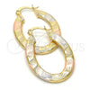 Oro Laminado Small Hoop, Gold Filled Style Diamond Cutting Finish, Tricolor, 02.170.0153.25