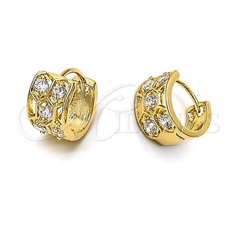 Oro Laminado Huggie Hoop, Gold Filled Style with White Cubic Zirconia, Polished, Golden Finish, 5.132.003