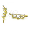 Oro Laminado Earcuff Earring, Gold Filled Style with White Cubic Zirconia, Polished, Golden Finish, 02.210.0725