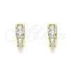 Oro Laminado Huggie Hoop, Gold Filled Style with White Cubic Zirconia, Polished, Golden Finish, 02.210.0600.10