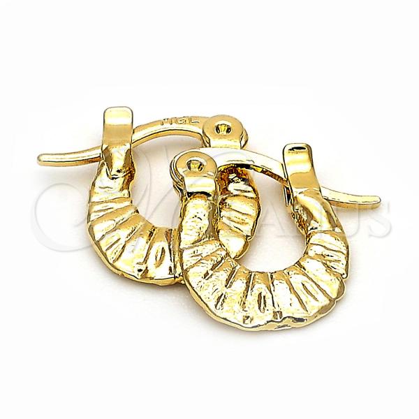 Oro Laminado Children Hoop, Gold Filled Style Diamond Cutting Finish, Golden Finish, 5.159.088