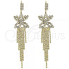 Oro Laminado Long Earring, Gold Filled Style Butterfly Design, with White Cubic Zirconia, Polished, Golden Finish, 5.086.005