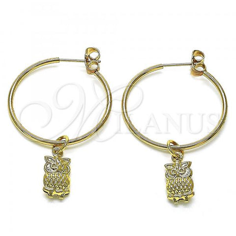 Oro Laminado Medium Hoop, Gold Filled Style Owl Design, Polished, Golden Finish, 02.63.2738.30