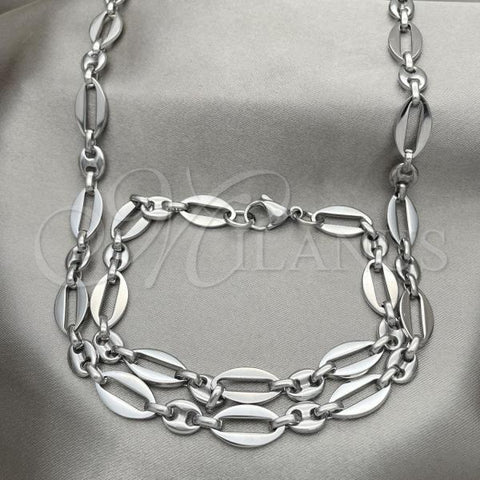 Stainless Steel Necklace and Bracelet, Polished, Steel Finish, 06.363.0013