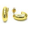 Oro Laminado Stud Earring, Gold Filled Style Chunky Design, Polished, Golden Finish, 02.163.0268