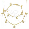 Oro Laminado Necklace and Bracelet, Gold Filled Style Flower Design, Polished, Golden Finish, 06.63.0210