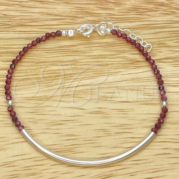 Sterling Silver Fancy Bracelet, Ball Design, with Cyclamen Opal Crystal, Polished, Silver Finish, 03.402.0008.07