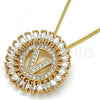 Oro Laminado Pendant Necklace, Gold Filled Style Initials Design, with White Cubic Zirconia, Polished, Golden Finish, 04.210.0023.20