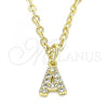Oro Laminado Fancy Pendant, Gold Filled Style Initials Design, with White Cubic Zirconia, Polished, Golden Finish, 05.341.0021