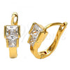 Oro Laminado Huggie Hoop, Gold Filled Style with White Cubic Zirconia, Polished, Golden Finish, 5.132.014