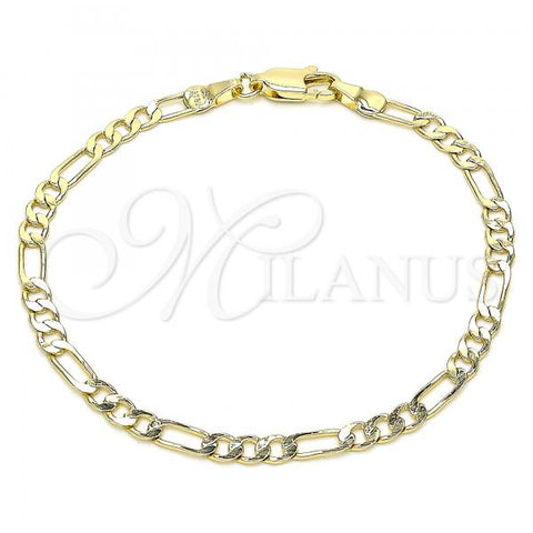 Oro Laminado Basic Bracelet, Gold Filled Style Figaro Design, Polished, Golden Finish, 04.213.0241.07