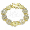 Oro Laminado Fancy Bracelet, Gold Filled Style San Benito Design, Polished, Golden Finish, 03.351.0045.1.08