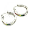 Rhodium Plated Small Hoop, with Multicolor Cubic Zirconia, Polished, Rhodium Finish, 02.210.0267.9.25