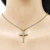 Oro Laminado Fancy Pendant, Gold Filled Style Cross Design, with White Cubic Zirconia, Polished, Golden Finish, 05.341.0105