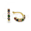 Oro Laminado Earcuff Earring, Gold Filled Style with Multicolor Cubic Zirconia, Polished, Golden Finish, 02.213.0378