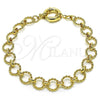Oro Laminado Fancy Anklet, Gold Filled Style Rolo and Twist Design, Polished, Golden Finish, 03.415.0006.10